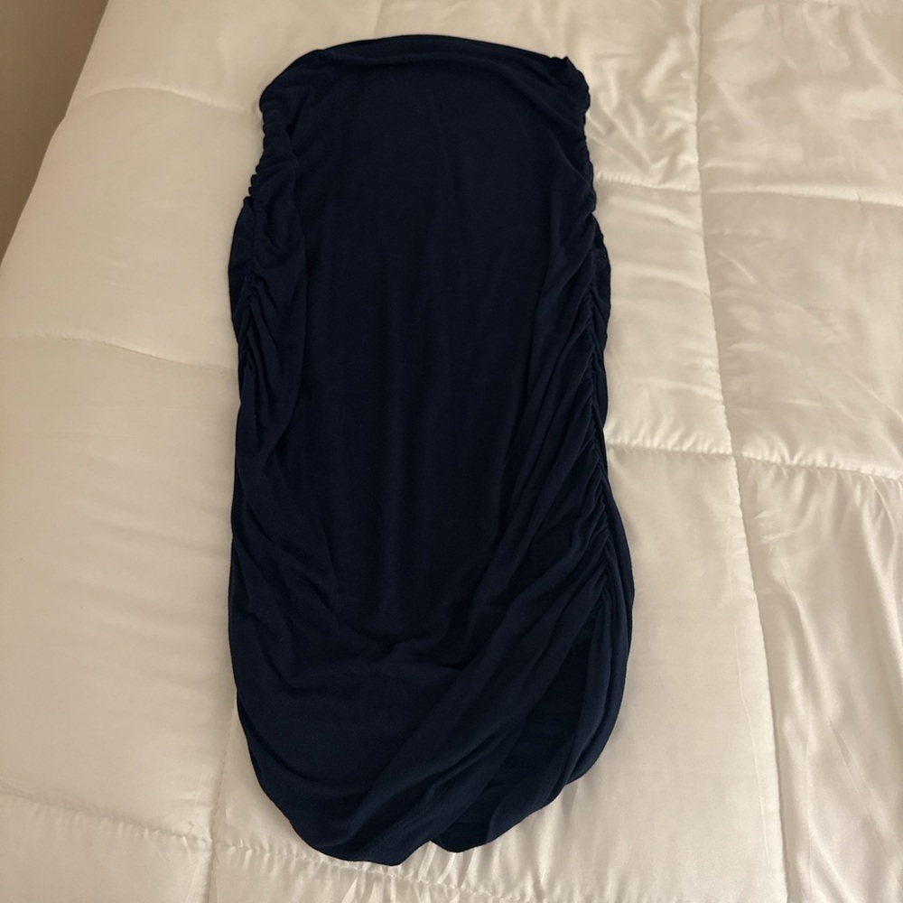 Navy Blue Ruched Dress